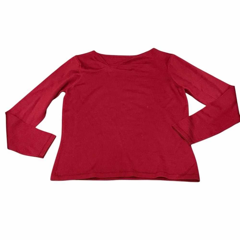 ❤️✨ Women’s Red Merino Wool Sweater Top – Size Small (Pit-to-Pit 17”) – EUC 🧶🌟